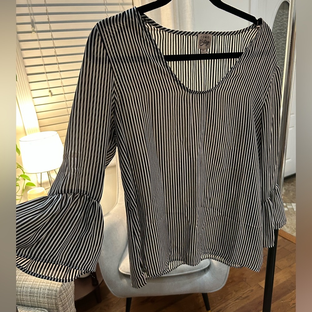 Striped Long Bell Sleeve Shirt